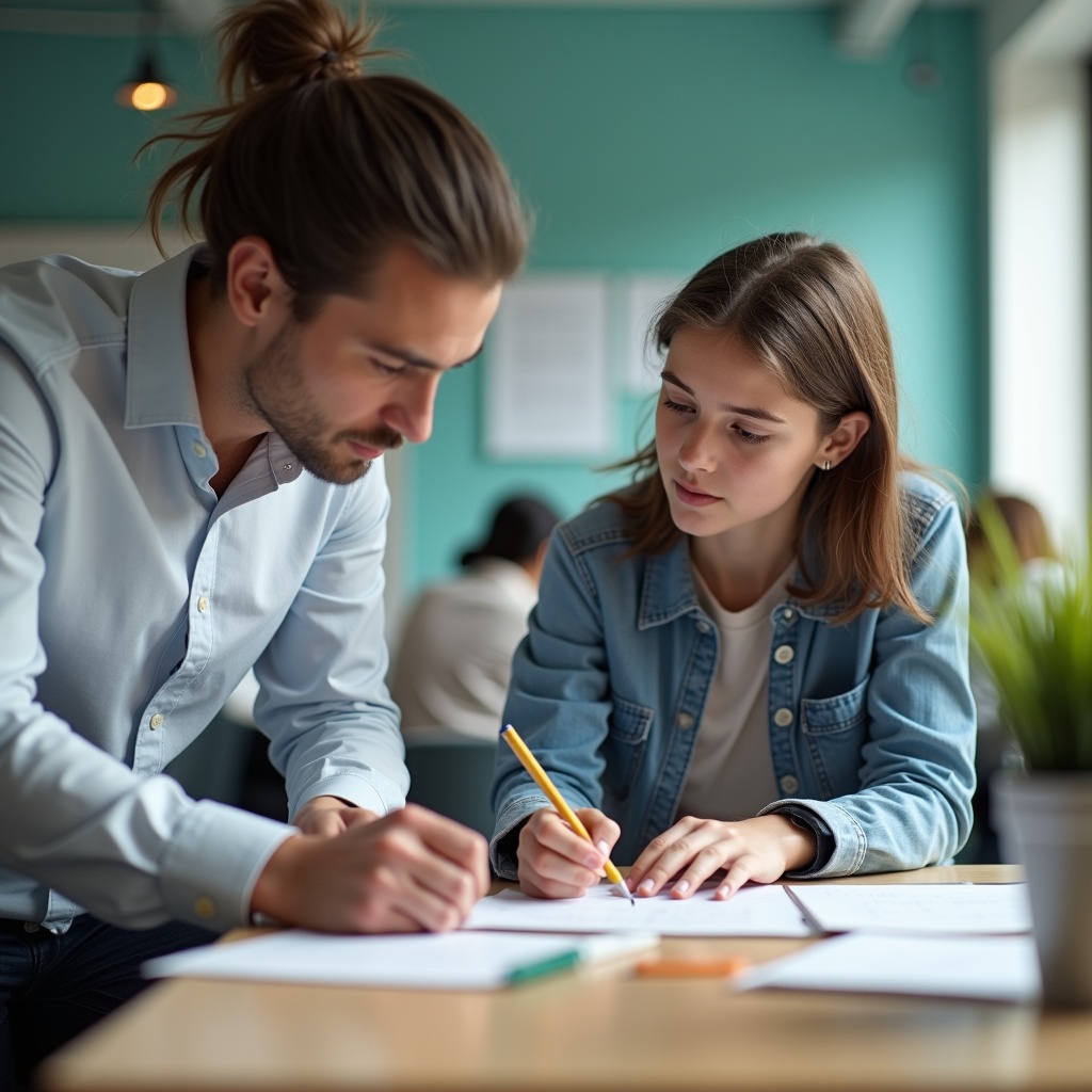 Mentor guiding a student